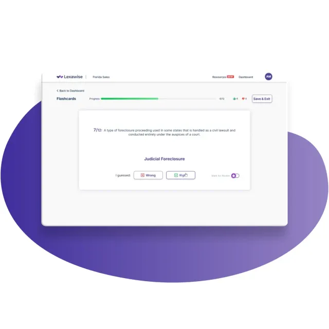 Illustration of an exam preparation platform offering vocabulary strengthening with interactive flashcards.